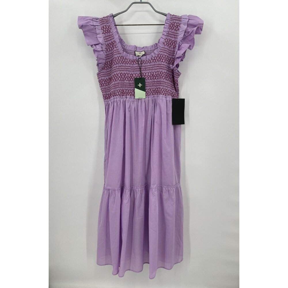 Tuckernuck Lavender Mallie Midi Dress sz XXL 100% Cotton Smocked Purple NWT